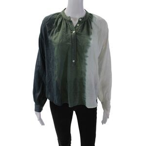 V.De.Vinster Womens Long Sleeve Crew Neck Ombre Shirt Green White Size Small